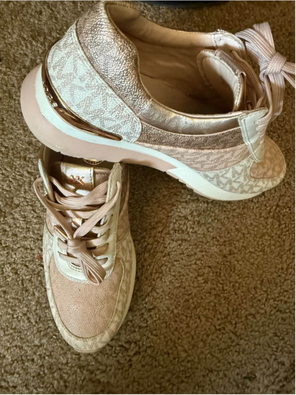 Women's Michael Kors Allie Sneakers in Pink and Rose Gold